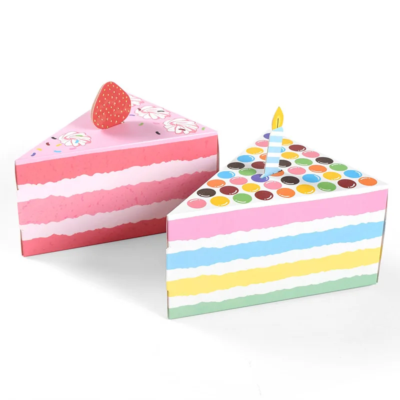 4pcs Triangle Candy Boxes in Cake or Candle Shape, Cute Paper Packaging for Cookies, Kids Gifts, Birthday, Wedding, Party Favors and Decorations, Durable Reusable Paper Boxes, Factory Direct Supply - 图片 5