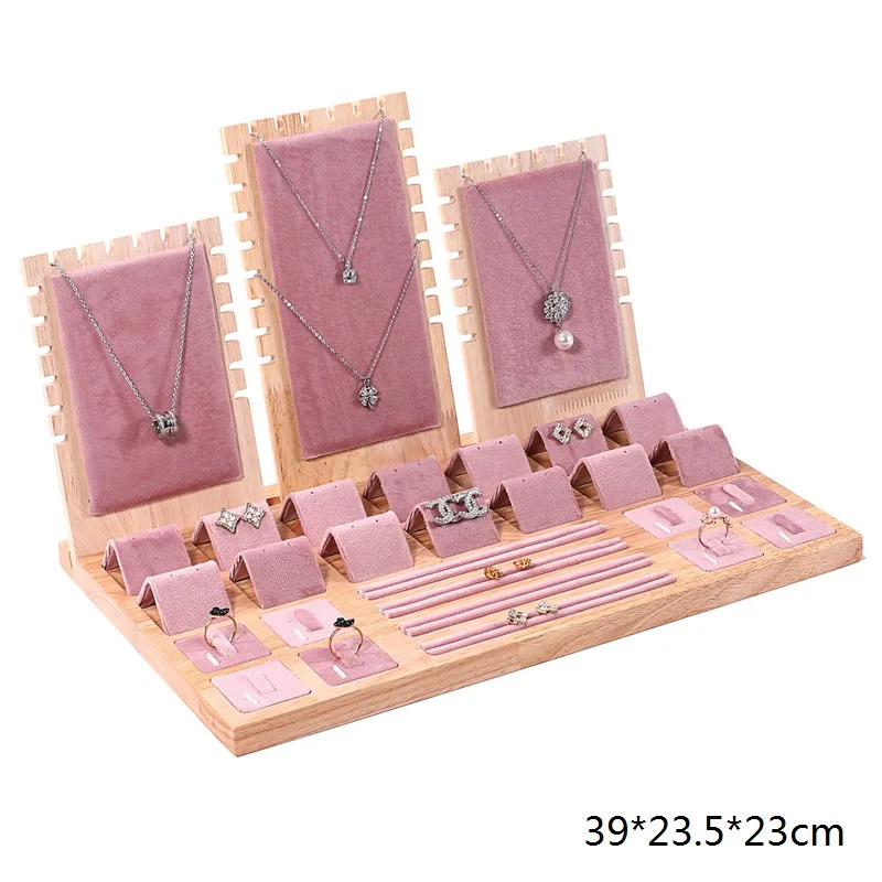 Jewelry Display Tray Set with Multiple Compartments for Necklace, Bracelet, Earrings & Ring – Velvet or PU Leather Organizer Stand, Elegant Jewelry Storage Props for Shop Counter or Home Showcase