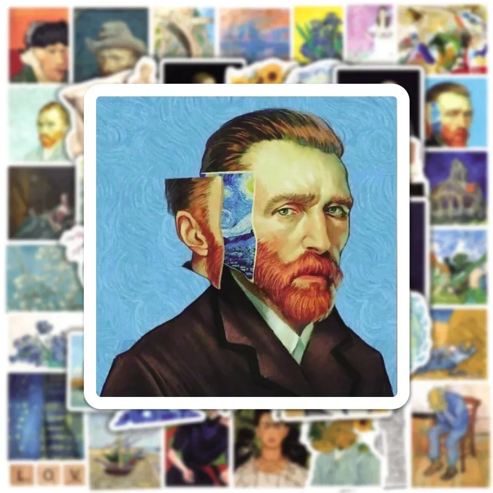 50/100Pcs Van Gogh Oil Painting Aesthetic Stickers Pack — Waterproof DIY Art Decals for Cars, Motorcycles, Laptops, Suitcases, Guitars, Handbags, Children's Crafts, Gift Wrapping and Creative Packaging Projects 3