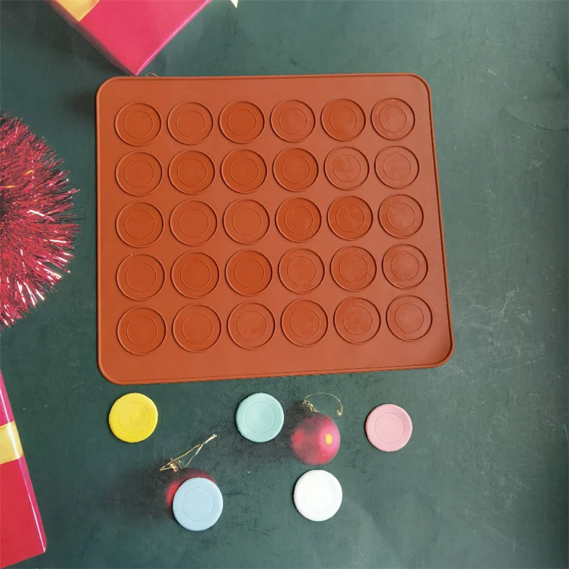 30-Cavity Non-Stick Silicone Macaron Baking Mat – Reusable DIY Pastry Mold Sheet, Oven-Safe Macaroon Cake Mold, Cookie & Dessert Bakeware for Home or Professional Baking - 图片 3