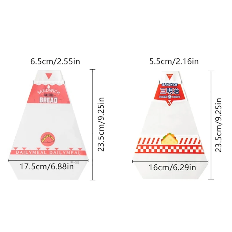 100 Pieces Transparent Anti-Fog Disposable Triangle Sandwich Bags 17.5x23.5cm for Sandwiches, Toast, Burgers, Cake & Bread Packaging, Easy Tear, Food-Safe, Lightweight & Practical for Home & Commercial Use - 图片 6