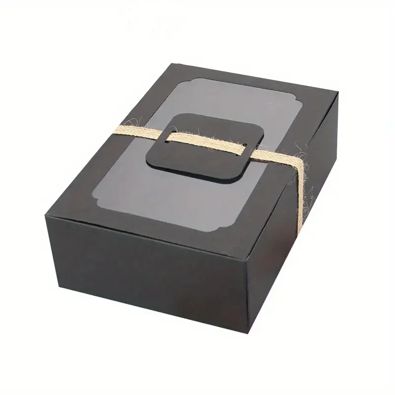 5/10Pcs Kraft Paper Gift Boxes with Clear PVC Window, Large Cookie Candy Cake Packaging Box for Birthday, Christmas, Wedding Favors, and Party Supplies - 图片 8