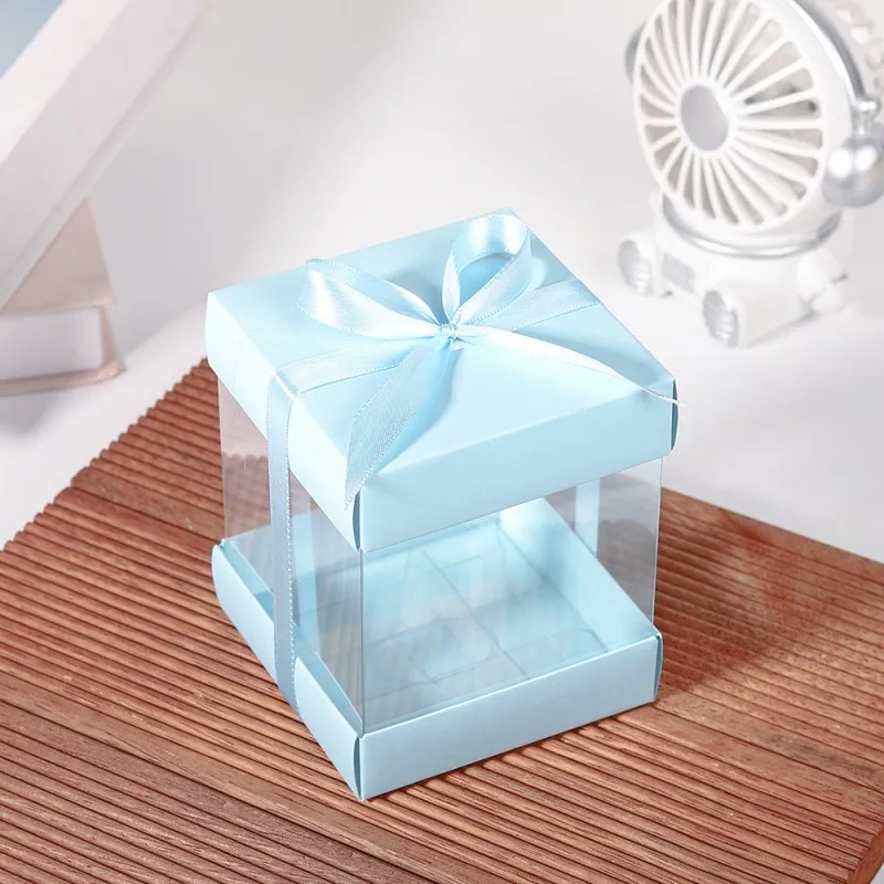 10pcs Clear Favor Boxes, Mini Transparent Cube Gift Boxes for Wedding Favors, Baby Shower, Bridal Shower, Macaron Candy Packaging with Glitter Tops and Satin Ribbon Pull - 图片 5