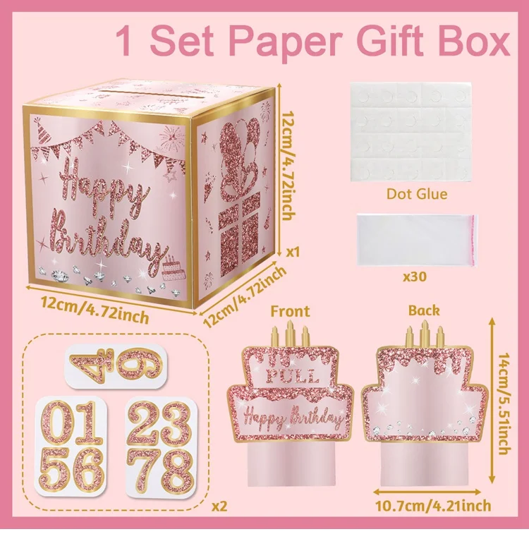 Birthday Money Gift Boxes with Pull-Out Happy Birthday Card, Fun Cash Surprise Packaging for Kids and Adults, Creative Party Favor Box for Birthday Celebrations, Durable and Reusable Paper Boxes - 图片 13