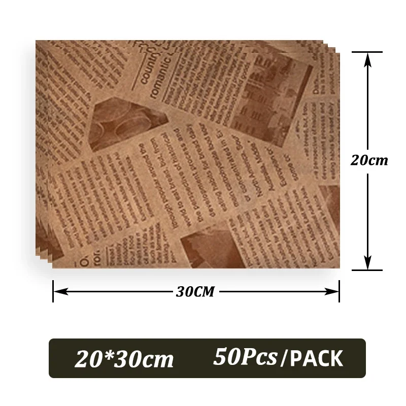 50PCS Greaseproof Wax Food Wrapping Paper 20x30cm for Burgers, Sandwiches, French Fries, Bread, Snacks, and Bakery Use – Tear-Resistant, Oil-Proof Deli Liners for Restaurant, Café, and Kitchen Food Packaging - 图片 7