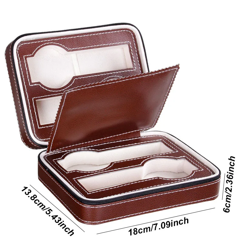 Travel Watch Organizer | Portable Leather Watch Case with Zipper Closure, Lightweight 2/3/4 Slot Organizer for Travel or Home Storage, Protective Black/Brown Watch Box, Ideal Gift for Men & Women, Elegant Wristwatch Display, Travel Watch Holder - 图片 11