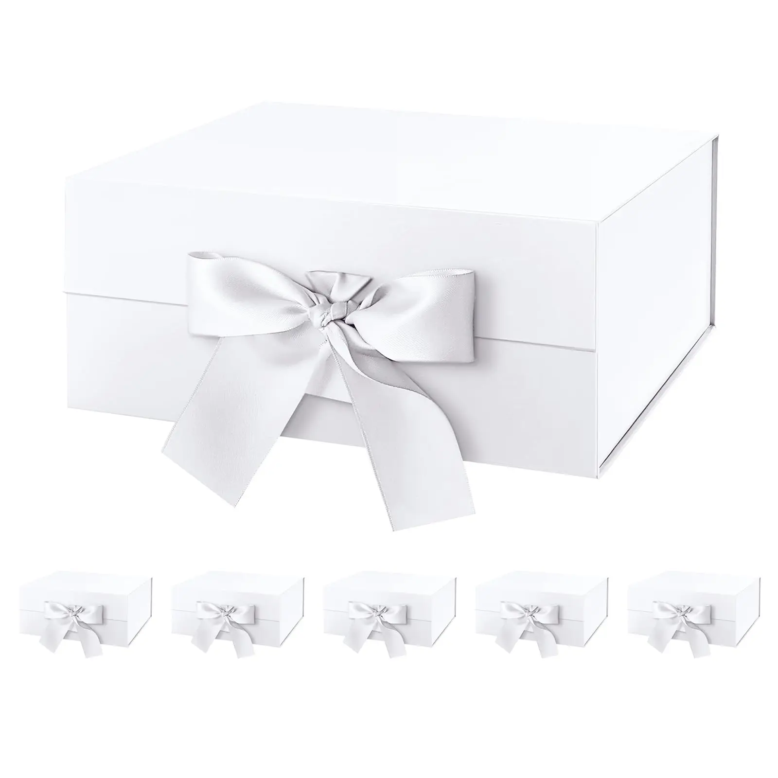 10-1Pcs Magnetic Closure Gift Packaging Box with Ribbon | Collapsible Box with Lid for Wedding Gift Wrap, Bridesmaid Proposal, Birthday, Party Favor | Reusable Magnetic Foldable Box - 图片 10