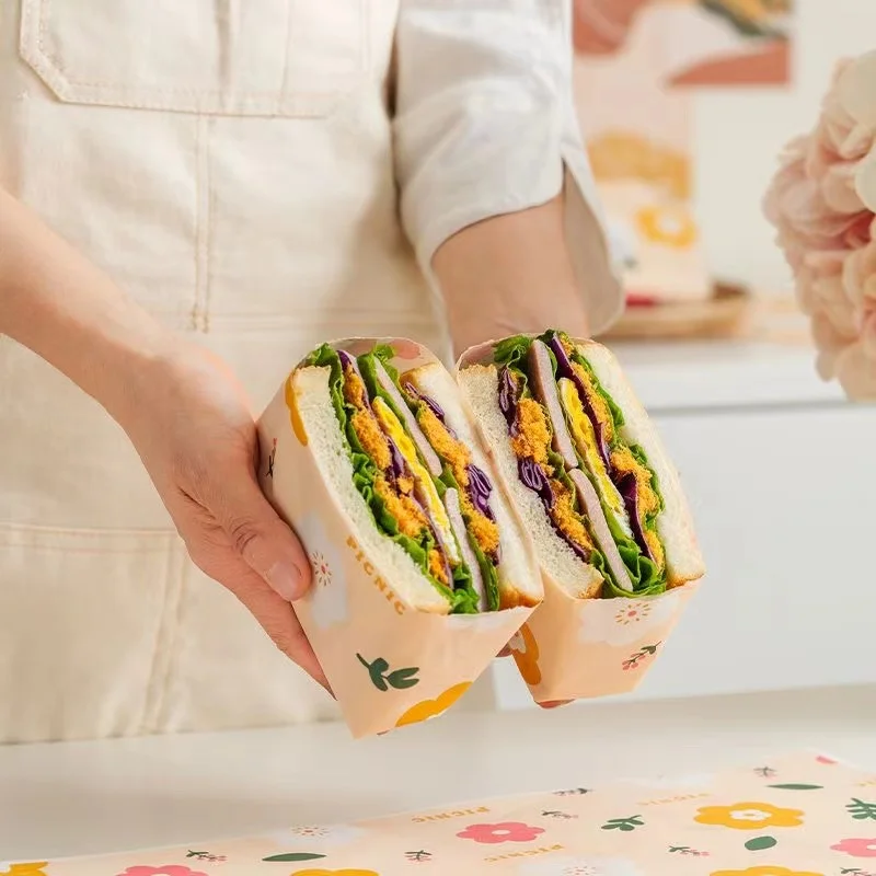 25/50/100PCS Greaseproof Deli Paper Sheets for Food Wrapping, Parchment Basket Liners for Burgers, Sandwiches, Hot Dogs, Fries, Donuts, Wraps, Snacks, Microwave Safe Wrappers for Restaurant & Parties 2