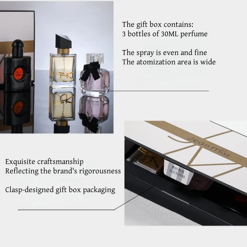 30ML Women’s Perfume 3-Piece Gift Set with Luxury Bottles and Fine Mist Spray, Fresh Floral & Fruity Fragrance Eau De Parfum, Long-Lasting Feminino Perfumes, Multiple Bottle Materials, Factory Direct Supply 3