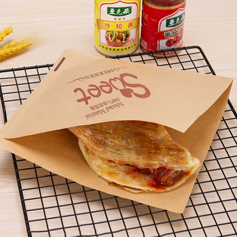 50PCS Grease-Resistant Kraft Paper Food Wrapping Sheets – Oil-Proof Sandwich, Burger, Fries, Toast & Fried Food Liners – Cute Bear Print Party Disposable Paper Mats for Home, Restaurant, Bakery 20