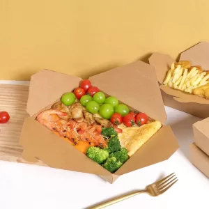10/20Pcs Kraft Paper Takeaway Boxes, Thickened Disposable Folding Food Containers for Bento, Cake, Grilled Meat, Salad, Pasta, and Snack Packaging, Eco-Friendly Picnic and Restaurant Supplies