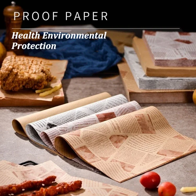 50PCS Greaseproof Wax Food Wrapping Paper 20x30cm for Burgers, Sandwiches, French Fries, Bread, Snacks, and Bakery Use – Tear-Resistant, Oil-Proof Deli Liners for Restaurant, Café, and Kitchen Food Packaging 1