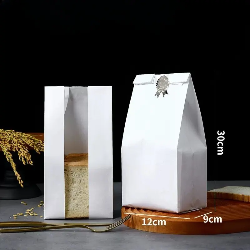 50 Pack Kraft Paper Bread Bags with Clear Window – Oil-Resistant Bakery Packaging Pouches for Toast, Breakfast, Cookies, and Party Food Supplies in Multiple Sizes - 图片 7
