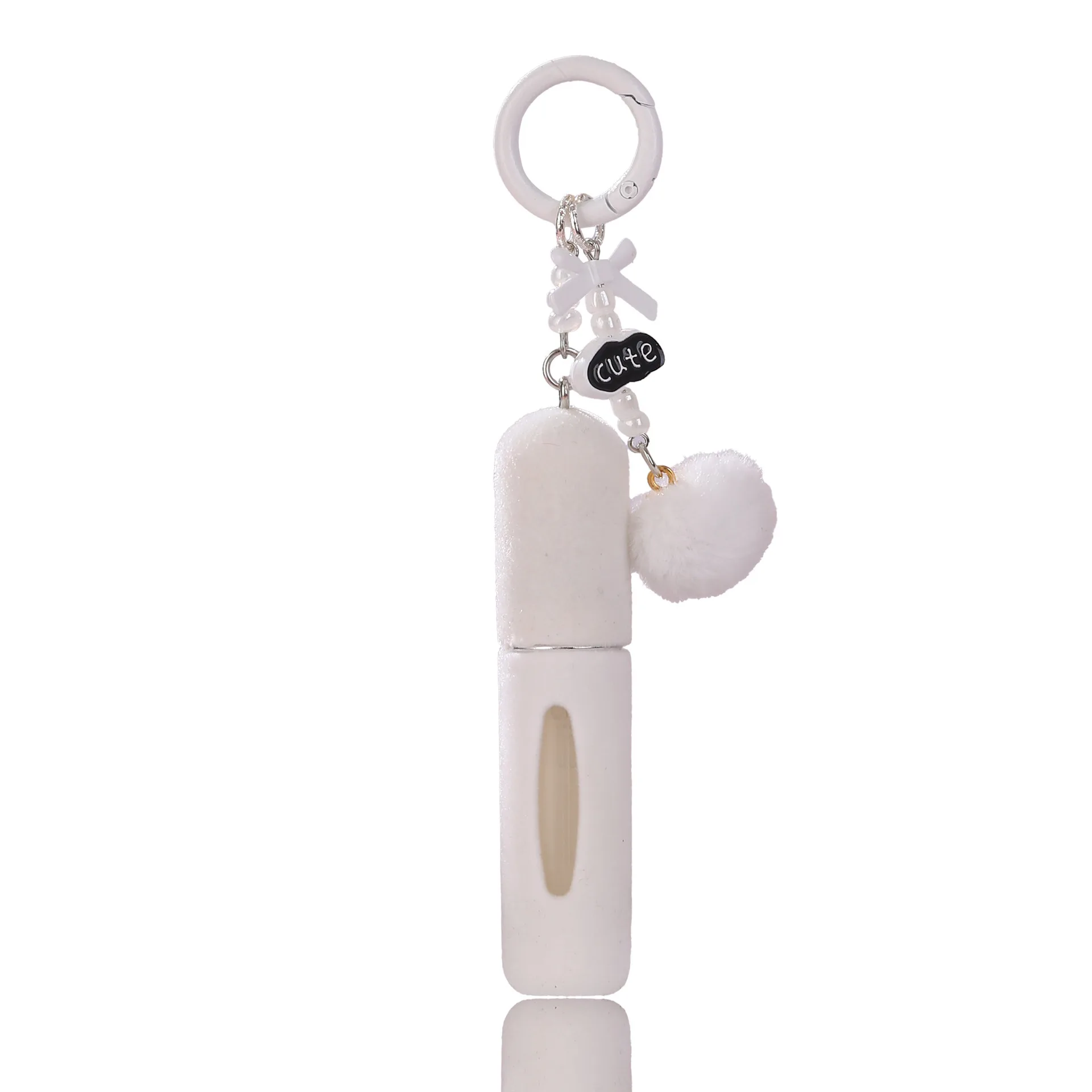 New Plush Hanging J-Piece Refillable Perfume Bottle Keychain 5ml Mini Travel Atomizer with Bottom Filling Charger Design, Cute Portable Cosmetic Sub-Bottling Container for Girls and Gift Use - 图片 8