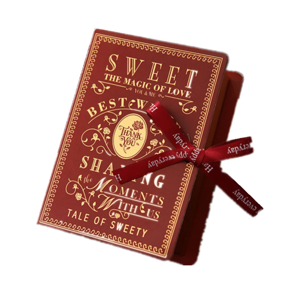 Creative Book-Shaped Gift Box, DIY Candy and Chocolate Packaging for Valentine's Day, Weddings, Birthday Parties, Baby Showers, Banquets, and Small Gift Presentation, Elegant Ribbon Decor - 图片 13