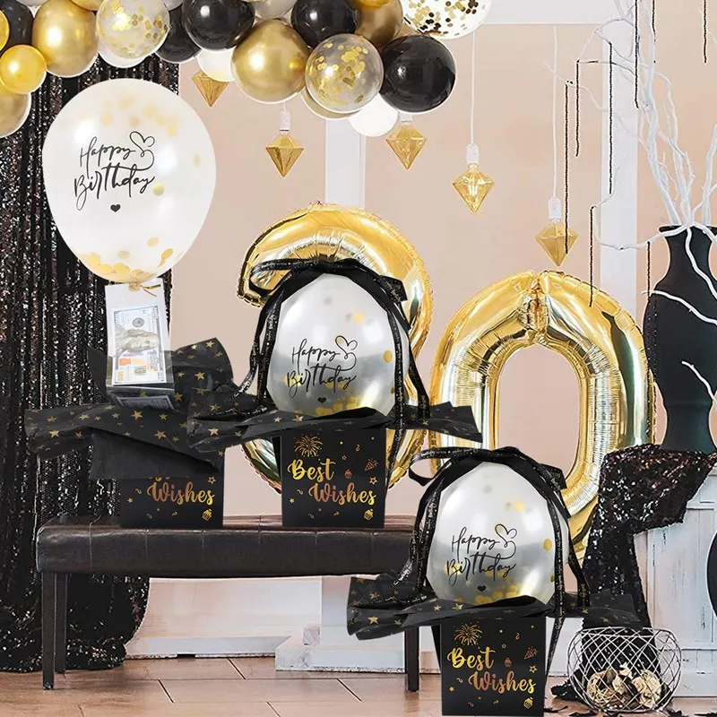 Birthday Money Gift Boxes with Pull-Out Happy Birthday Card, Fun Cash Surprise Packaging for Kids and Adults, Creative Party Favor Box for Birthday Celebrations, Durable and Reusable Paper Boxes 12