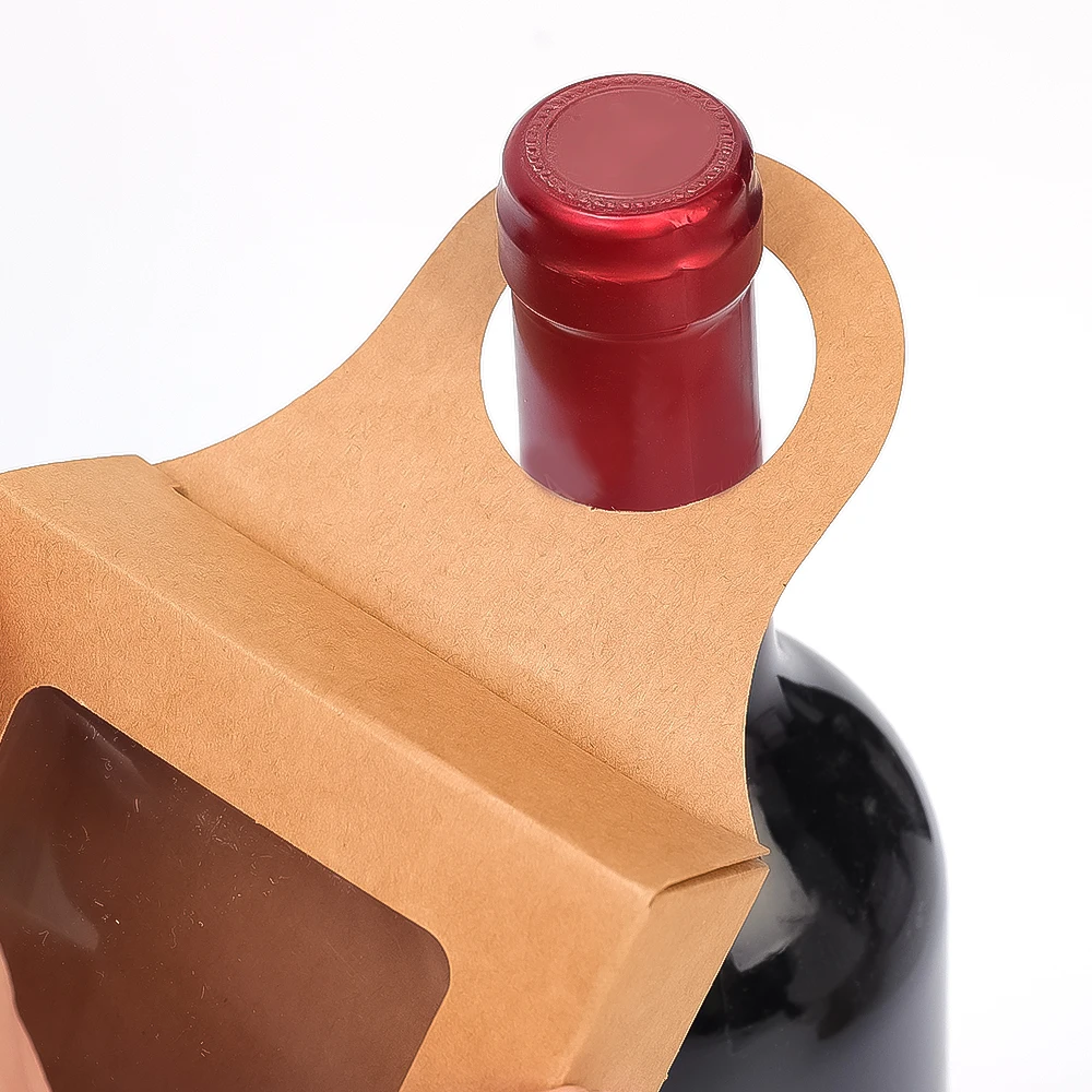 20/10PCS Kraft Paper Hanging Wine Bottle Gift Box – Foldable Candy Packaging Box with Hook, Minimalist Recyclable Paper Box for Wedding, Party, and Holiday Decoration - 图片 6