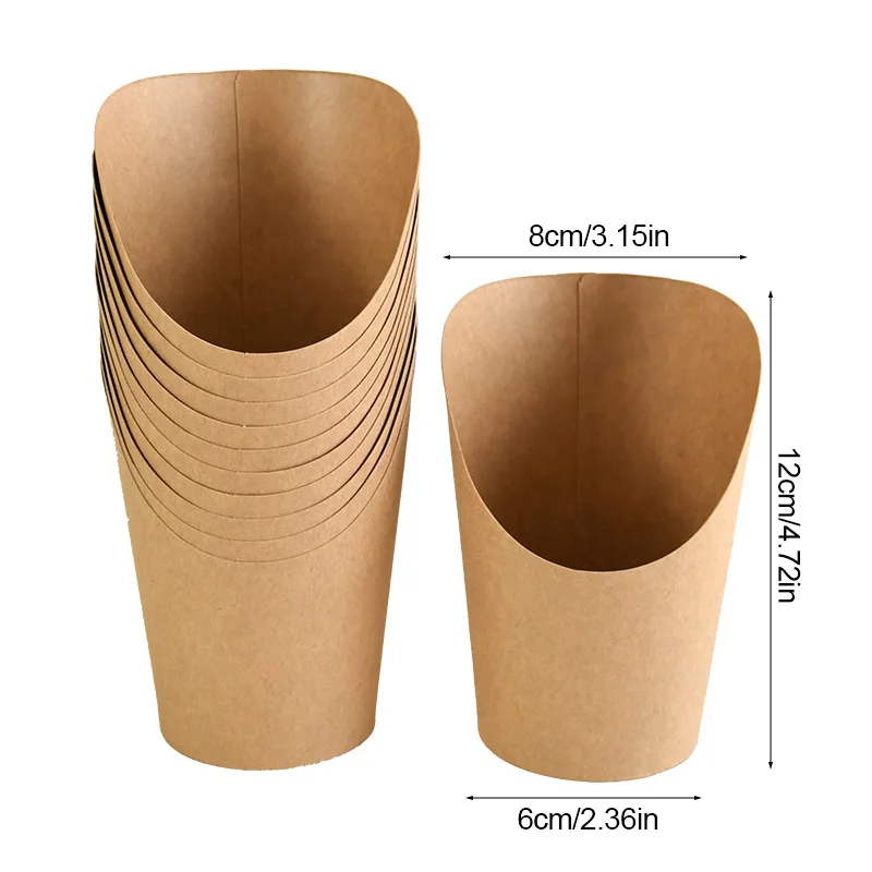 20/50pcs Kraft Paper French Fries Cups, Disposable Candy, Snack, Dessert Holders, Food Containers for Wedding, Birthday, Party Decorations, Eco-Friendly Takeout Cups for Catering, Events, Home Use - 图片 6