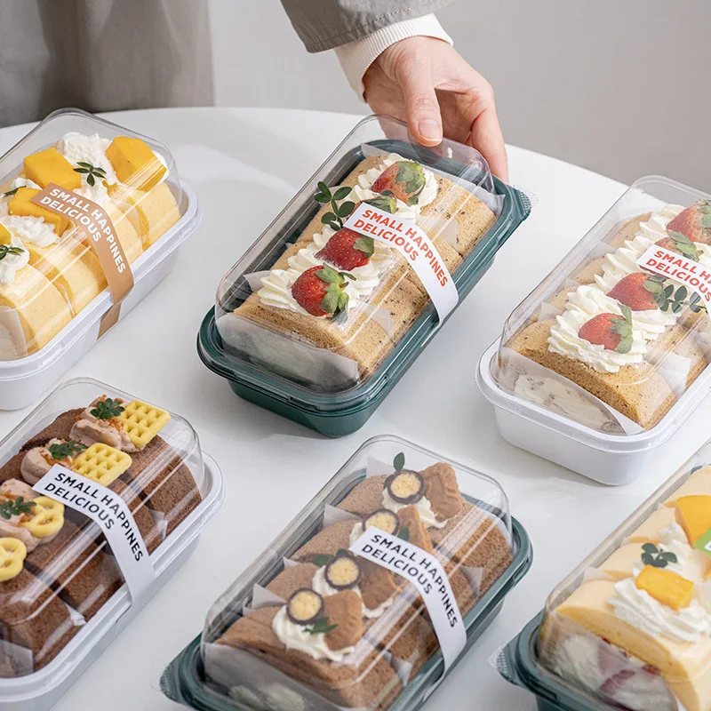 50pcs Clear Lid Roll Cake Boxes for Hot Dogs, Sandwiches, Desserts, Candy, Chocolate, Mousse – Plastic Takeout Containers for Parties, Weddings, Christmas, and Home Use - 图片 5