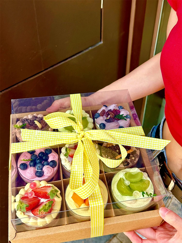 Four by Six by Nine Grid Transparent Cake Box Dessert Pastry Container for Afternoon Tea, Picnic, Party, Takeaway, Western-Style Baked Goods, Mousse, Cupcakes, Cookies, Home and Bakery Packaging 9