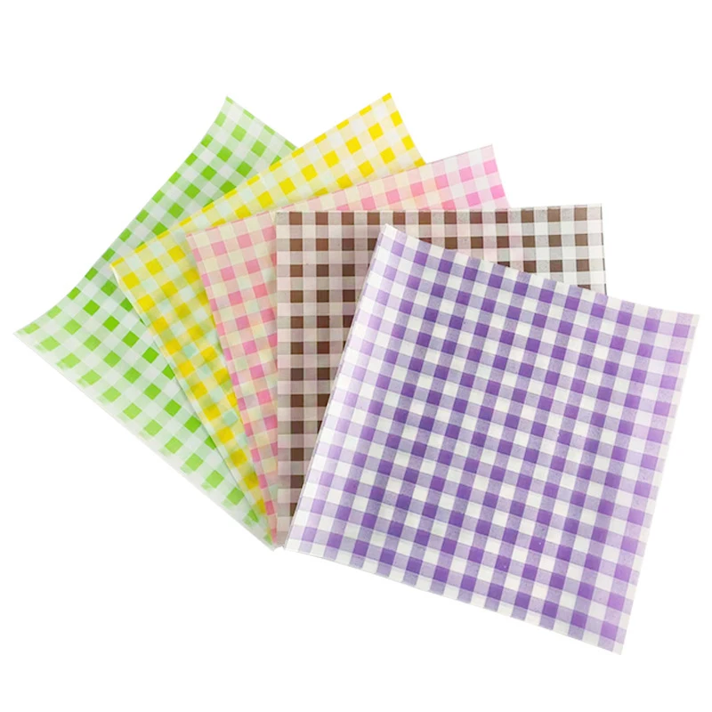 50 Sheets Greaseproof Wax Paper – Multi-Color Oil-Proof Food Wrapping Sheets for Sandwich, Burger, Fries, Bread, Macarons, Pizza, Desserts – Baking & Kitchen Packaging Supplies 50pcs 7