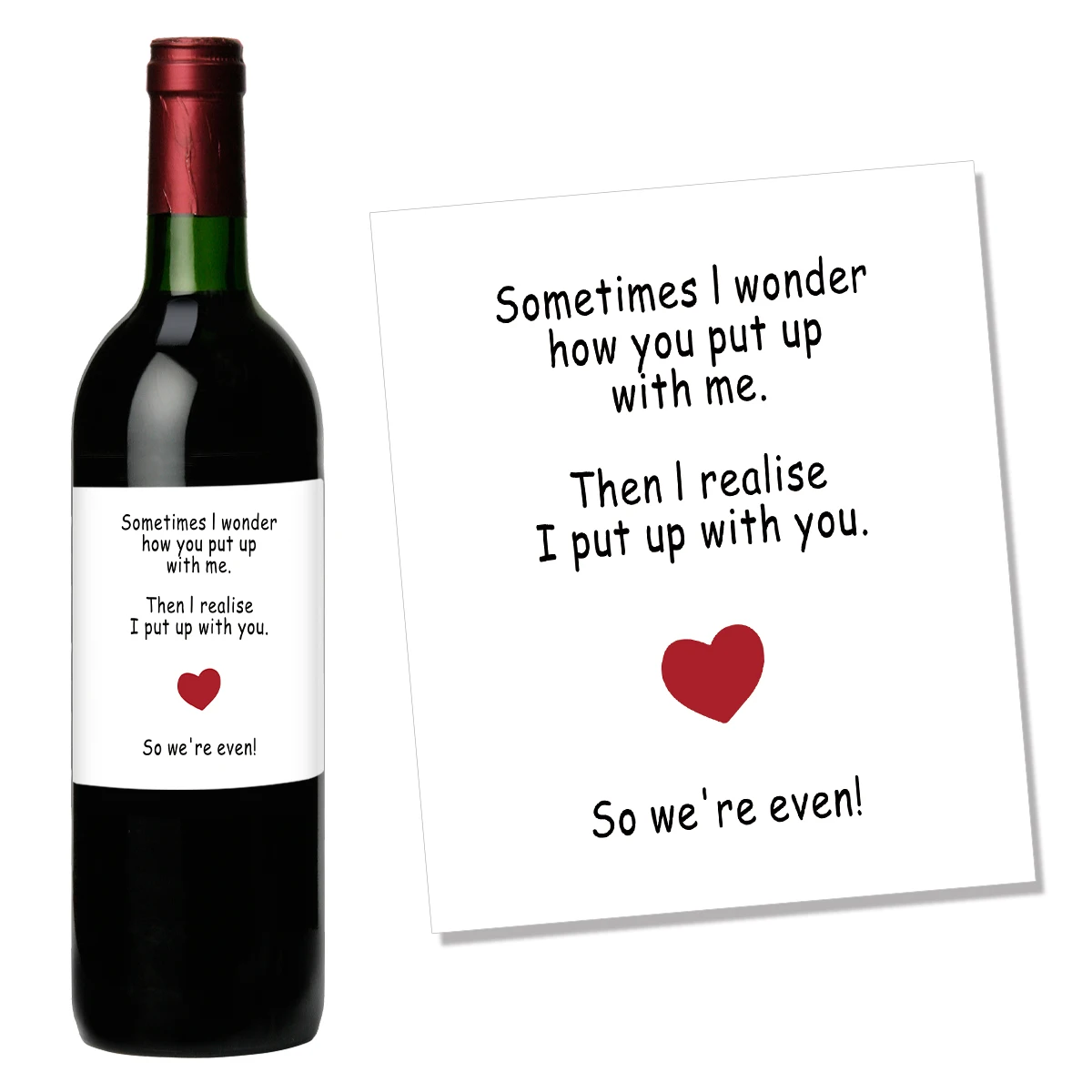 4-Pack Humorous Wine Bottle Stickers – “We Put Up With Each Other” Novelty Self-Adhesive Labels for Wedding, Anniversary, Birthday Gifts, Party Decor, and Romantic Humor