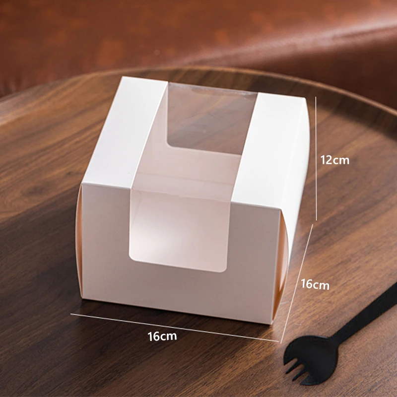 5 Pcs 6-Inch White Paper Cake Boxes with Handle – Windowed Packaging for Mousse, Pastries, Cupcakes, Birthday Celebrations, Wedding Dessert Gifts, and Portable Bakery Takeaway Containers - 图片 9