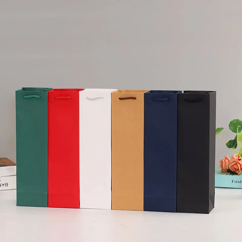 5/10/15/20pcs Wine Gift Bags Drawstring with Handles, Leak-Proof Kraft Paper Reusable Travel-Friendly Holiday Packaging for Christmas, Birthday, Wedding, Party, Elegant Red Wine Tote Carrier Set - 图片 3