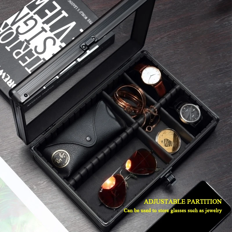 10-Slot Multi-Purpose Aluminum Alloy Watch Storage Case with Removable Internal Dividers, Protective Display Suitcase Organizer for Watches, Bracelets, Jewelry, Portable Travel Carrying and Home Storage 9