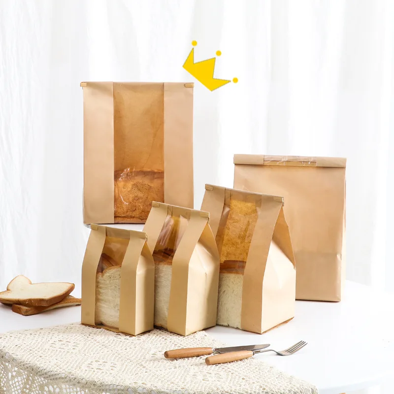 500PCS Kraft Paper Bread Loaf Bags with Clear Window and Tin Tie Closure, Extra Large Brown Bakery Packaging Bags for Coffee, Cookies, Pastries, Granola, Candy, Popcorn, Sandwiches and Gift Treats - 图片 5