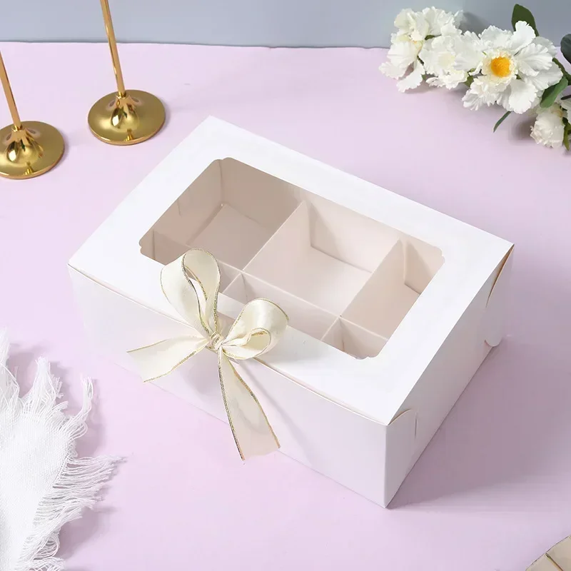 PET Transparent Dessert Grid Box with 6 or 9 Compartments, Kraft Paper Cake Baking Packaging, Cupcake Holder, Multi-Lattice Sweet Treat Container, Bakery Takeaway, Party and Wedding Dessert Organizer - 图片 9