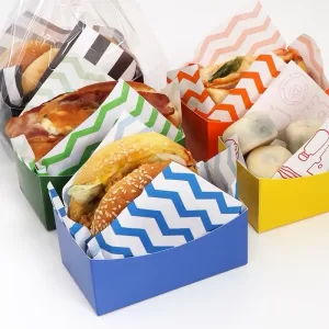 50pcs Creative Paper Boxes for Sandwiches, Toast, Egg Burn, Hot Dogs, Burgers, and DIY Baking, Disposable Party and Internet-Style Food Packaging