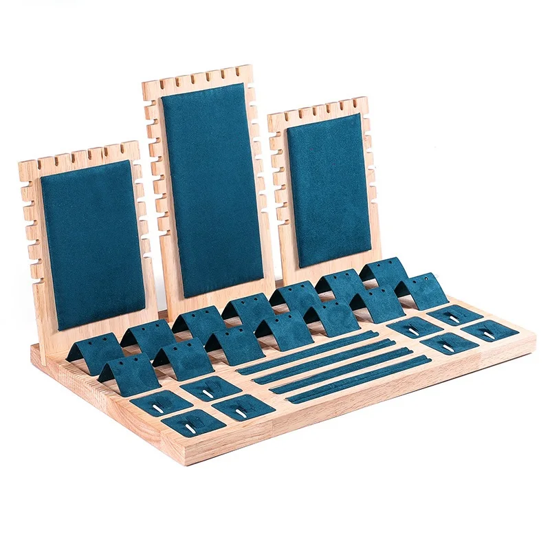 Jewelry Display Tray Set with Multiple Compartments for Necklace, Bracelet, Earrings & Ring – Velvet or PU Leather Organizer Stand, Elegant Jewelry Storage Props for Shop Counter or Home Showcase