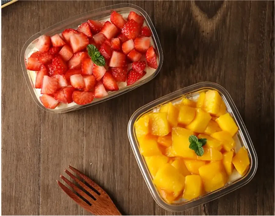 50 Sets Clear PET Cupcake Boxes 400ml / 300ml Disposable Dessert Containers Square Plastic Cake Mousse Packaging Box for Wedding Birthday Baby Shower Party Favors Supplies 9