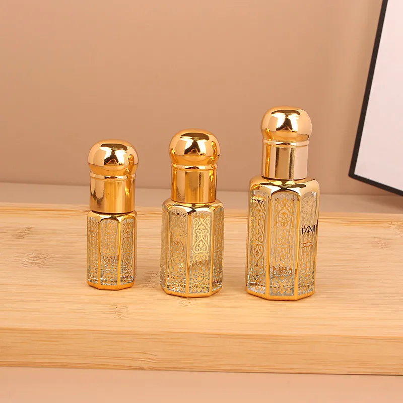3ml/6ml/12ml Luxury Colored Glass Essential Oil Bottles – Electroplated Carved Design with Ball Applicator, Refillable Mini Containers for Perfume, Serum, Makeup and Cosmetic Travel Storage - 图片 8