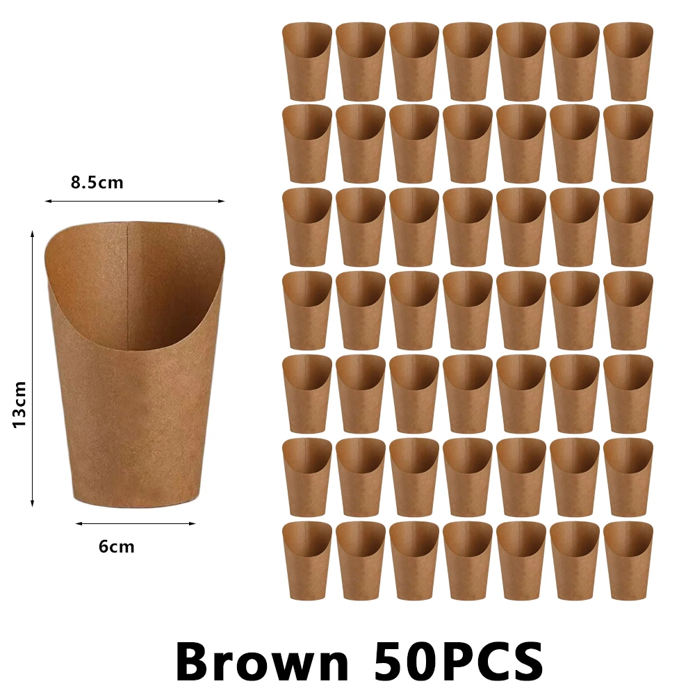 Disposable Greaseproof French Fries Cups, Hamburger & Sandwich Paper Containers, Kitchen Snack Cups, Cowhide Skewer Holders, Ice Cream Paper Cups, Fast Food Takeout Packaging, Party Catering Supplies - 图片 11