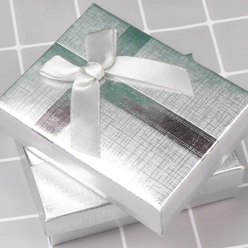 Velvet Metal Necklace Holder and Cardboard Jewelry Gift Box with Butterfly Bow – Sponge Lined Rectangle Packaging for Rings, Bracelets, Earrings and Necklaces – Elegant Jewelry Display and Storage