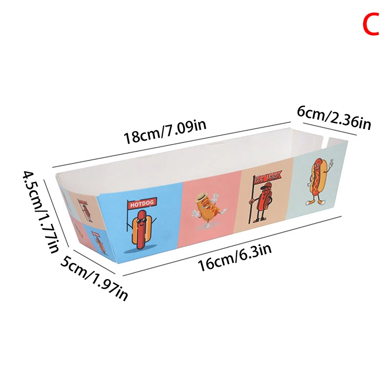 100PCS Disposable Hot Dog Boxes Paper Food Trays | Foldable Takeout Catering Containers for Sandwich, French Fries, Snacks | Eco-Friendly Party Serving Tableware for BBQ, Events, Festivals - 图片 8