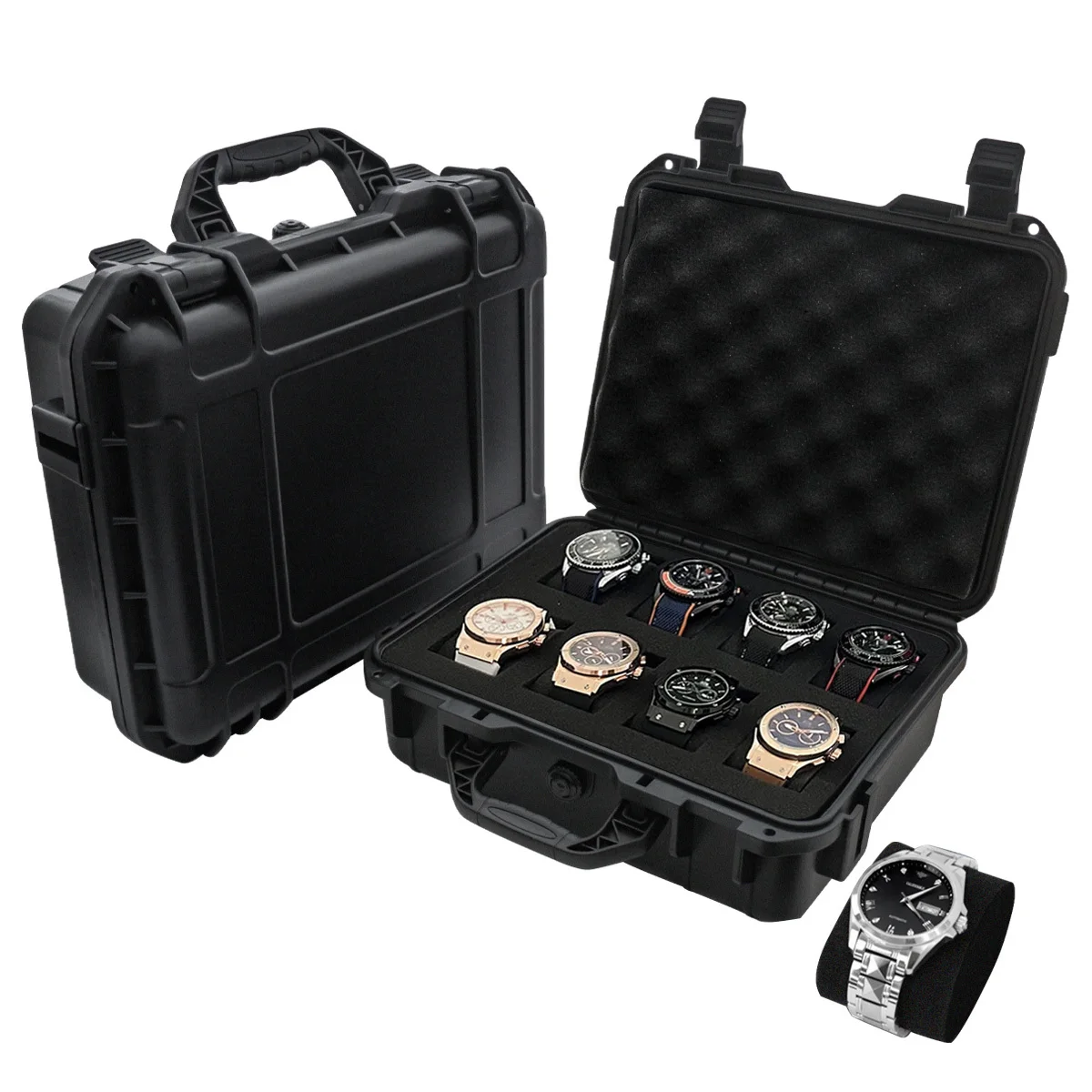 Premium 8/15 Slot Waterproof Watch Storage Box – Portable High-End Collection Case with Anti-Mildew, Moisture-Proof Sponge, Durable Protective Lid for Watches, Jewelry, and Accessories, Ideal for Travel and Home Display 9