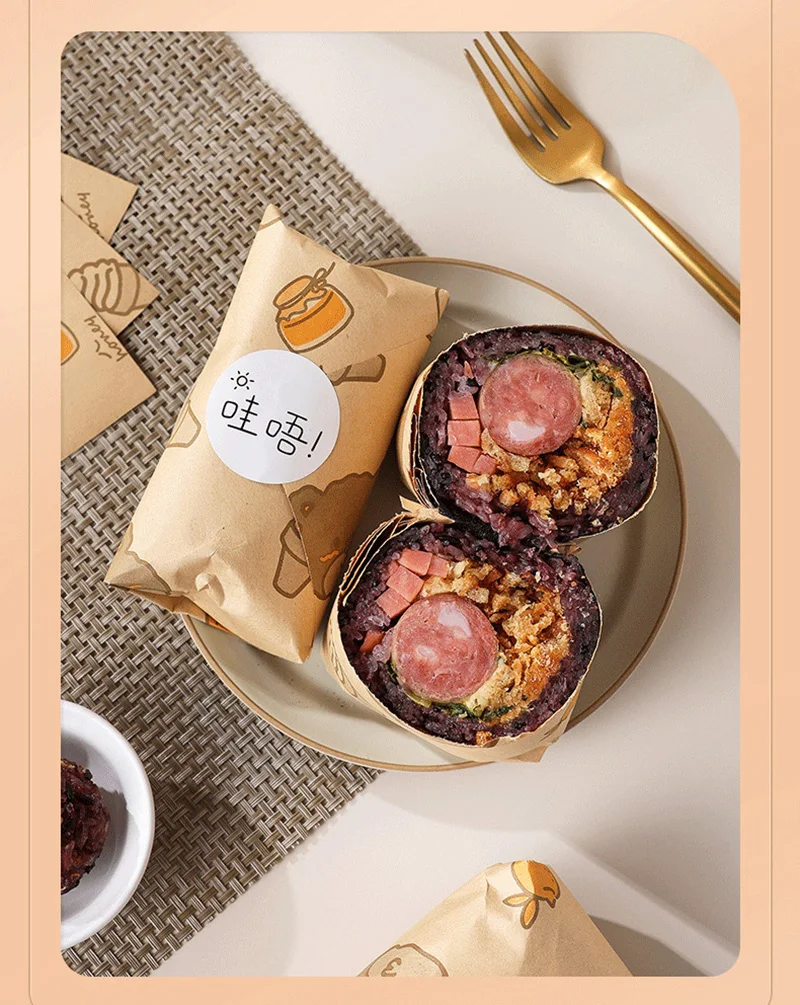 50PCS Oil-Proof Wax Paper Wrapping Sheets 18×18cm / 22×22cm Square Disposable Grease-Resistant Sandwich Burger Bread Fries Wrap Paper Baking Liner for Breakfast, Chicken Roll, Gift, or Craft Use 1