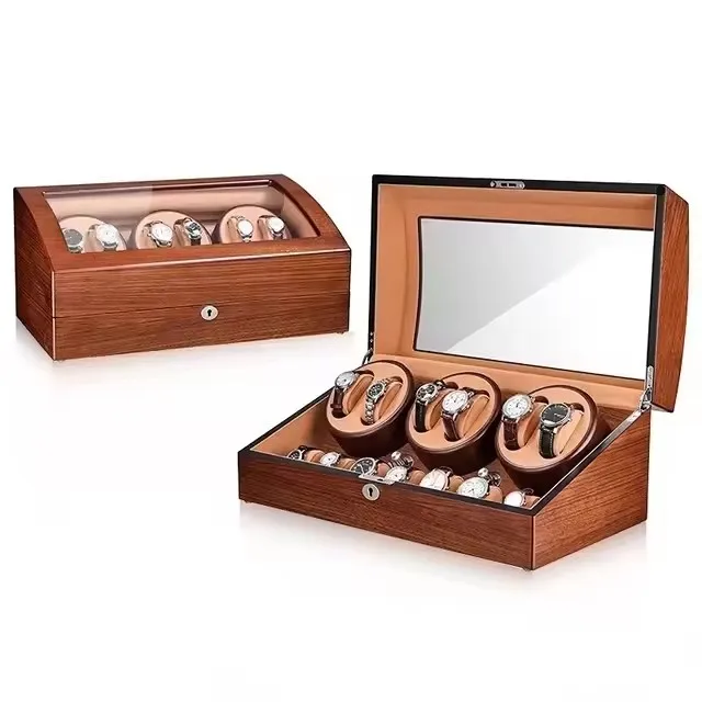 Luxury Automatic Watch Winder Storage Box with LED Light and Lock, 13-Slot Organizer Featuring 6 Rotating Winders and 7 Compartments, Quiet Motor Display Case for Men & Women Mechanical and Automatic Watches - 图片 8