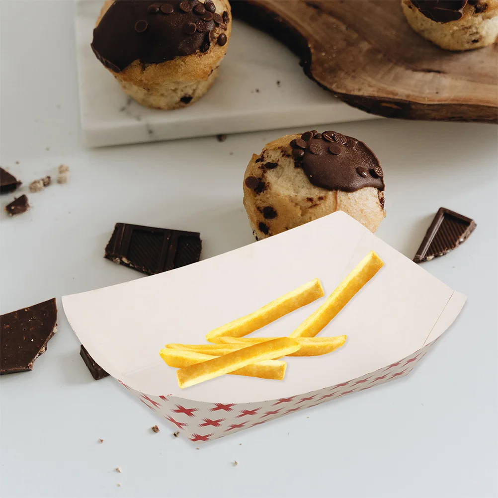 50pcs Disposable Kraft Paper Food Boats Trays for Hot Dogs, Chicken Wings, French Fries, BBQ, Snacks, Takeout, Party Catering, Outdoor Events, Restaurant Serving Containers, Eco-Friendly Paper Snack Trays 3