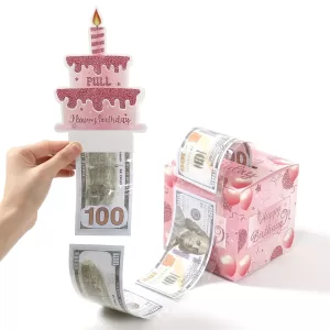 Birthday Money Gift Boxes with Pull-Out Happy Birthday Card, Fun Cash Surprise Packaging for Kids and Adults, Creative Party Favor Box for Birthday Celebrations, Durable and Reusable Paper Boxes