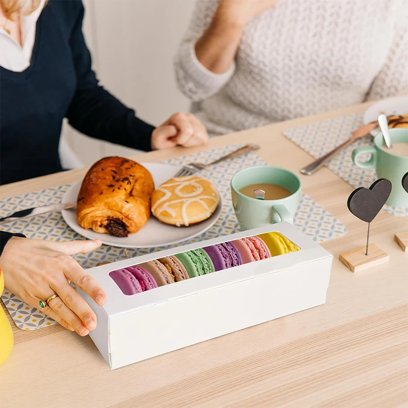 5/10/20 Pack Kraft Paper Macaron Boxes with Clear Window, Dessert Packaging Cupcake Cookie Treat Delivery Boxes for Wedding, Party, Birthday, Bakery, Eco-Friendly Takeaway - 图片 3