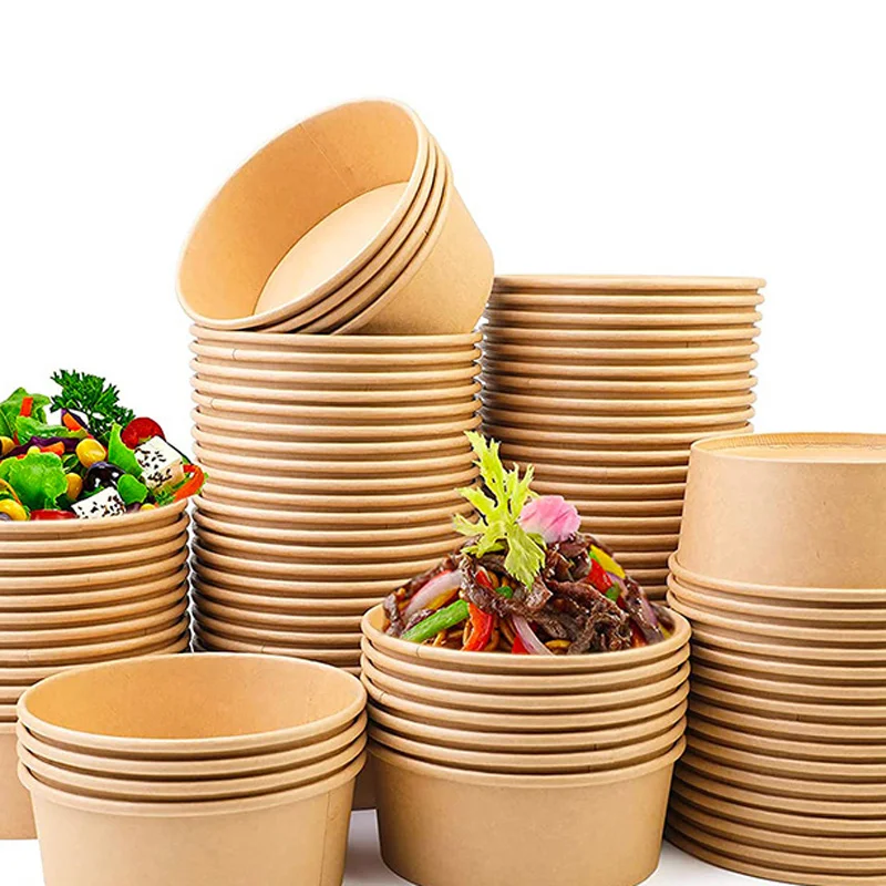 20Pcs Disposable Round Paper Lunch Box with Lid, Eco-Friendly Bento Food Storage Containers for Salad Fruit Cake Dessert Meal Prep Takeout Kitchen Party Use - 图片 5