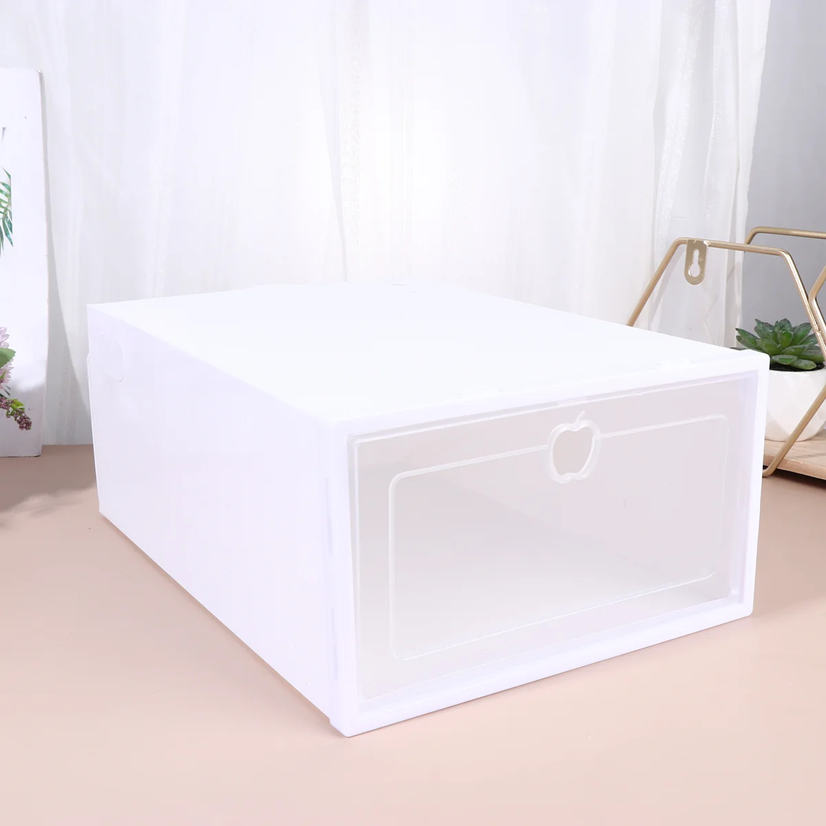 6PCS Thickened Drawer-Type Shoe Storage Boxes, Transparent Stackable Shoe Organizer for Closet Display, Dustproof & Moisture-Resistant Shoe Containers for Heels, Sneakers, Boots (White, Random Frame Color) - 图片 3