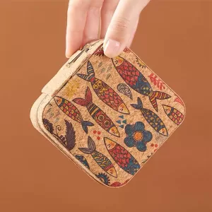 Travel Jewelry Organizer 💼 Cork Jewelry Organizer Box – Portable Travel Earring, Ring & Necklace Storage Case – Compact Multi-Compartment Display Box – Stylish & Functional Vintage Jewelry Holder – Eco-Friendly, Durable, Perfect Gift for Women