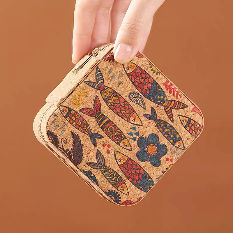 Travel Jewelry Organizer 💼 Cork Jewelry Organizer Box – Portable Travel Earring, Ring & Necklace Storage Case – Compact Multi-Compartment Display Box – Stylish & Functional Vintage Jewelry Holder – Eco-Friendly, Durable, Perfect Gift for Women 2