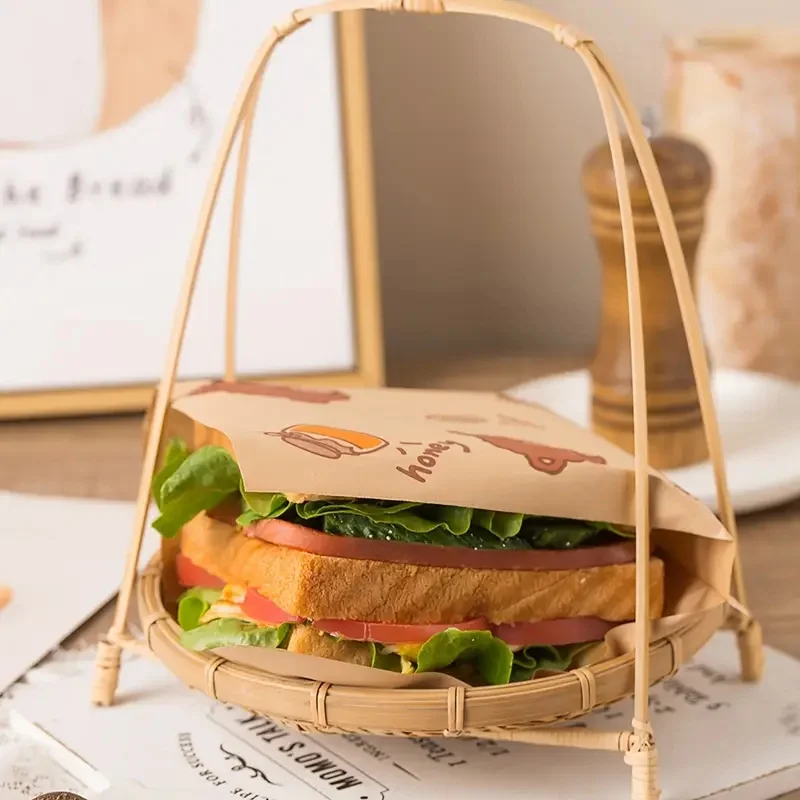 100-Pack Oil-Proof Sandwich Wrappers with Cute Bear Design, Microwave and Oven Safe, Leak-Resistant & Moisture-Proof Food-Grade Paper for Holiday Baking, Catering, Snacks, Lunches, Parties, and Multifunctional Food Packaging - 图片 2