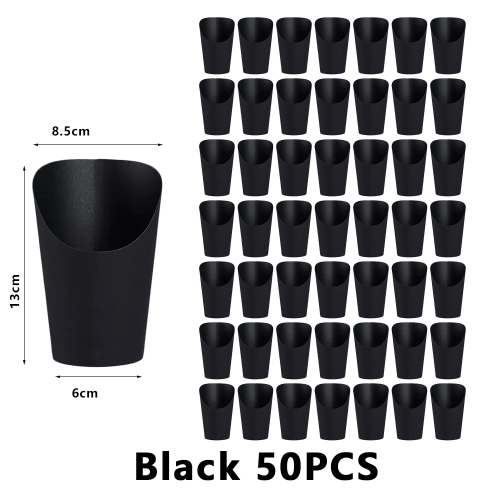 50/100PCS Disposable Kraft Paper French Fry Cups, Potato Chips Holder, Charcuterie Snack Boxes, Birthday Party Supplies, Fast Food Takeout Containers, Catering Paper Cups for Fries, Snacks, Desserts - 图片 9